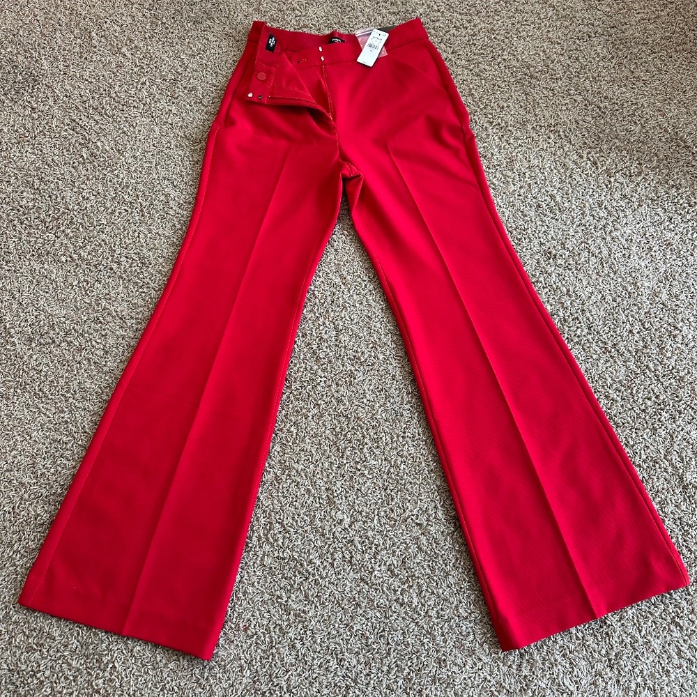 NWT Express Editor High Rise Flare Pants - 4R Lipstick Red